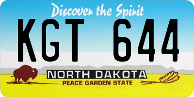 ND license plate KGT644