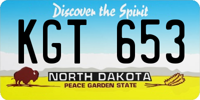 ND license plate KGT653
