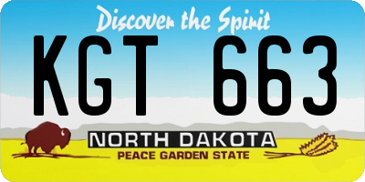 ND license plate KGT663