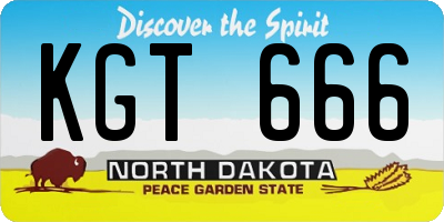 ND license plate KGT666