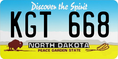 ND license plate KGT668
