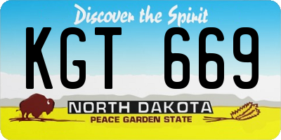 ND license plate KGT669