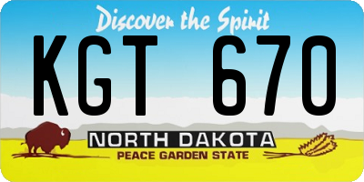 ND license plate KGT670