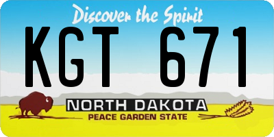 ND license plate KGT671