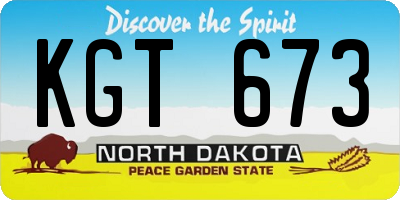 ND license plate KGT673