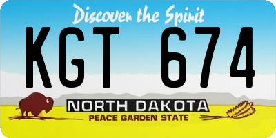 ND license plate KGT674
