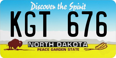 ND license plate KGT676