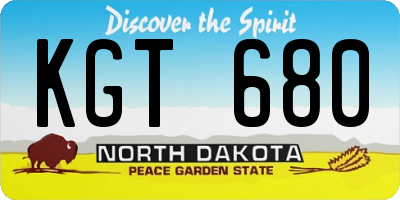 ND license plate KGT680