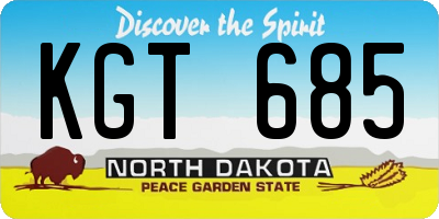 ND license plate KGT685