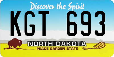 ND license plate KGT693
