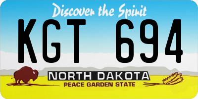 ND license plate KGT694