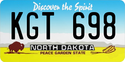 ND license plate KGT698