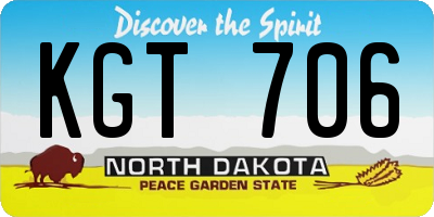 ND license plate KGT706