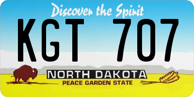 ND license plate KGT707
