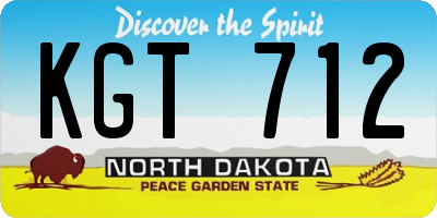 ND license plate KGT712
