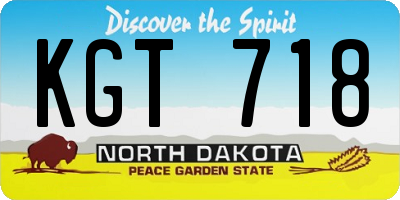 ND license plate KGT718