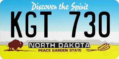 ND license plate KGT730