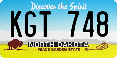 ND license plate KGT748