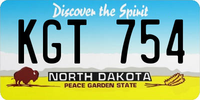 ND license plate KGT754