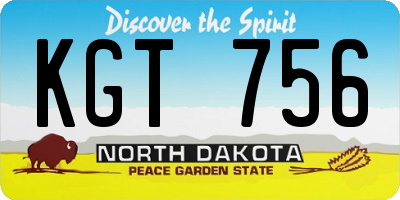 ND license plate KGT756