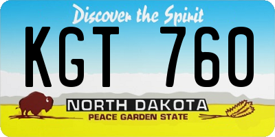 ND license plate KGT760