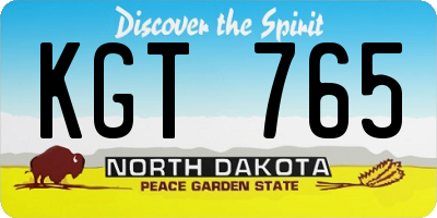 ND license plate KGT765