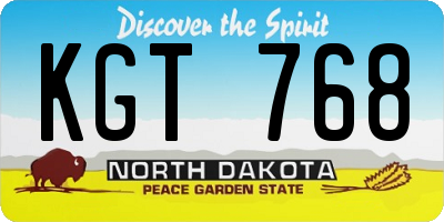 ND license plate KGT768