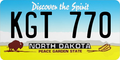 ND license plate KGT770