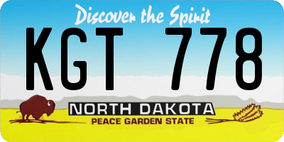 ND license plate KGT778