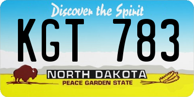 ND license plate KGT783