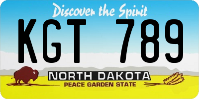 ND license plate KGT789