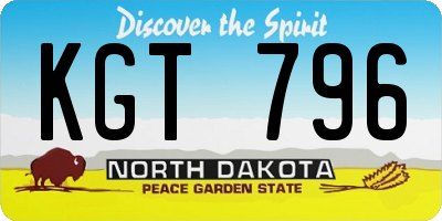 ND license plate KGT796