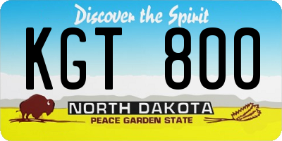ND license plate KGT800