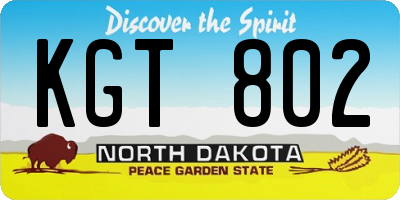ND license plate KGT802