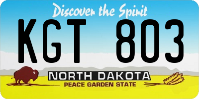 ND license plate KGT803