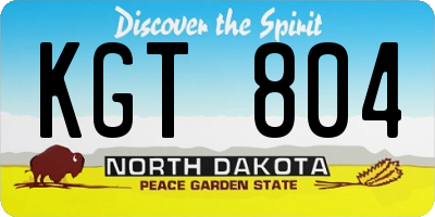 ND license plate KGT804