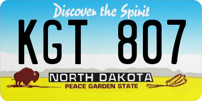 ND license plate KGT807