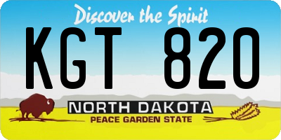 ND license plate KGT820