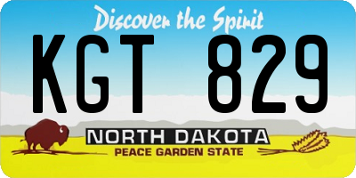 ND license plate KGT829