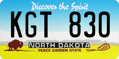 ND license plate KGT830