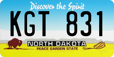 ND license plate KGT831