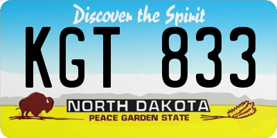 ND license plate KGT833