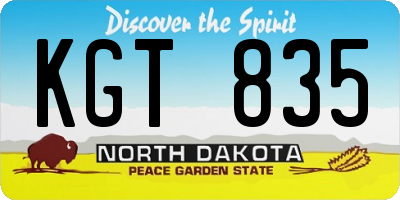ND license plate KGT835