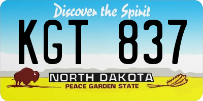 ND license plate KGT837
