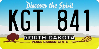 ND license plate KGT841