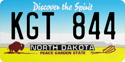 ND license plate KGT844