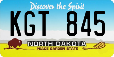 ND license plate KGT845