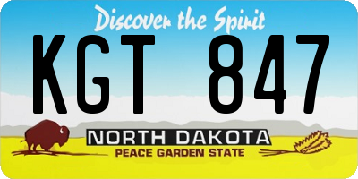 ND license plate KGT847