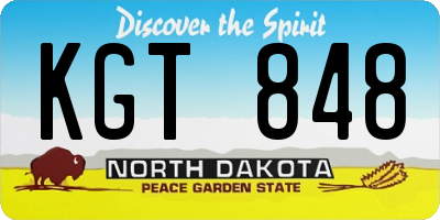 ND license plate KGT848