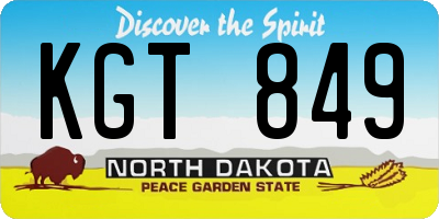 ND license plate KGT849